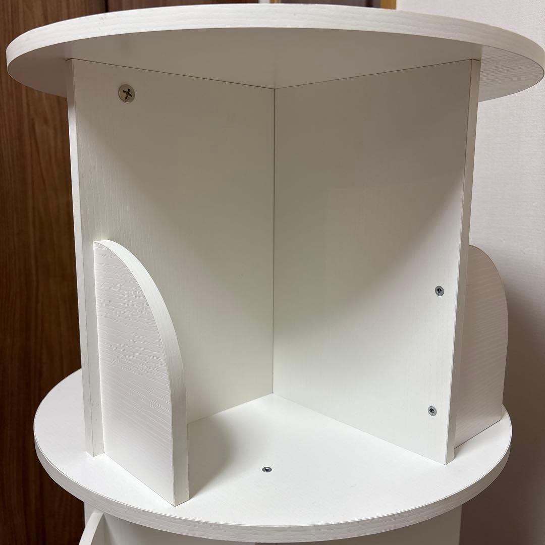 【組立済】本棚 回る本棚 回転本棚 3段 ホワイト ruihong