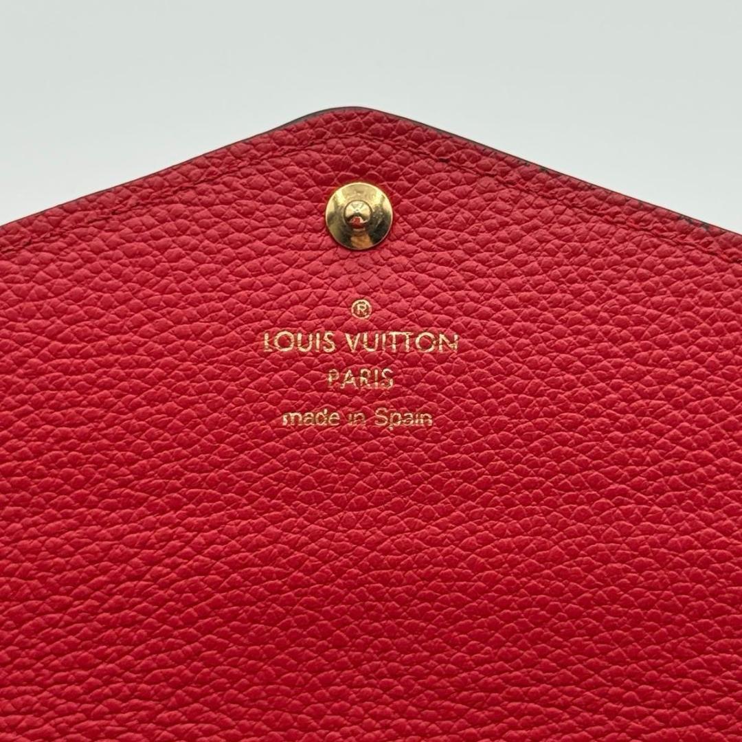 【美品】ルイヴィトン ポルトフォイユ・サラ モノグラム・アンプラント 長財布 赤