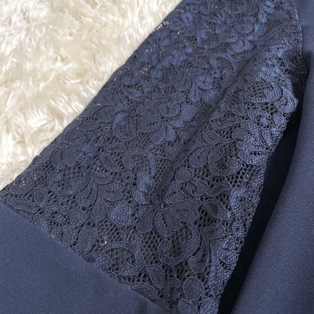 EMOTIONALL DRESSES ネイビー レース袖 パーティードレス　L