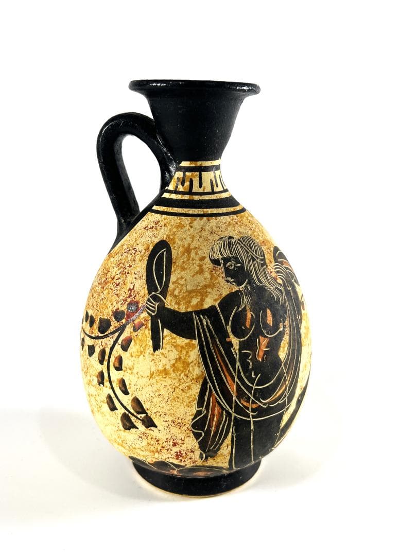 【送料無料・蔵出し】古代ギリシャ　花瓶　黒絵式陶器　ギリシャ陶器
