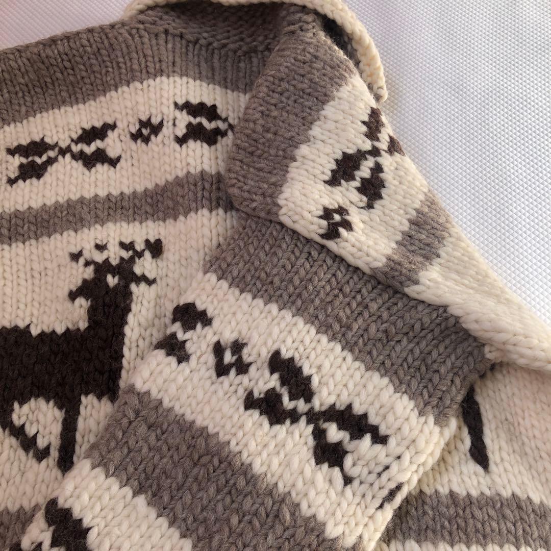 美品❣️カナダ製❣️肉厚カウチンセーター 大きめサイズ VIRGIN WOOL100