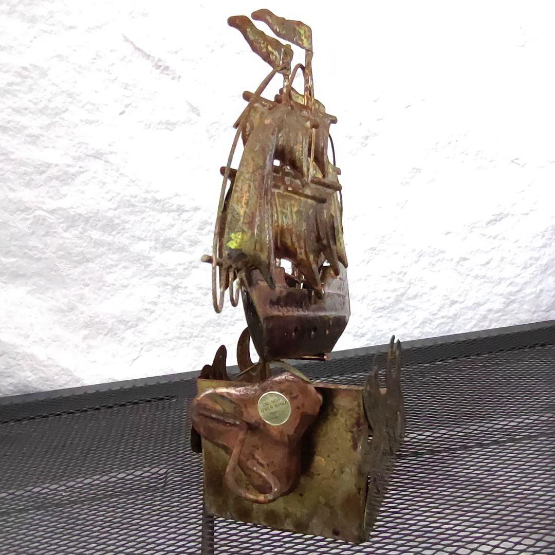 【アンティーク 帆船ブリキ】オルゴール 可動細工 動作確認済