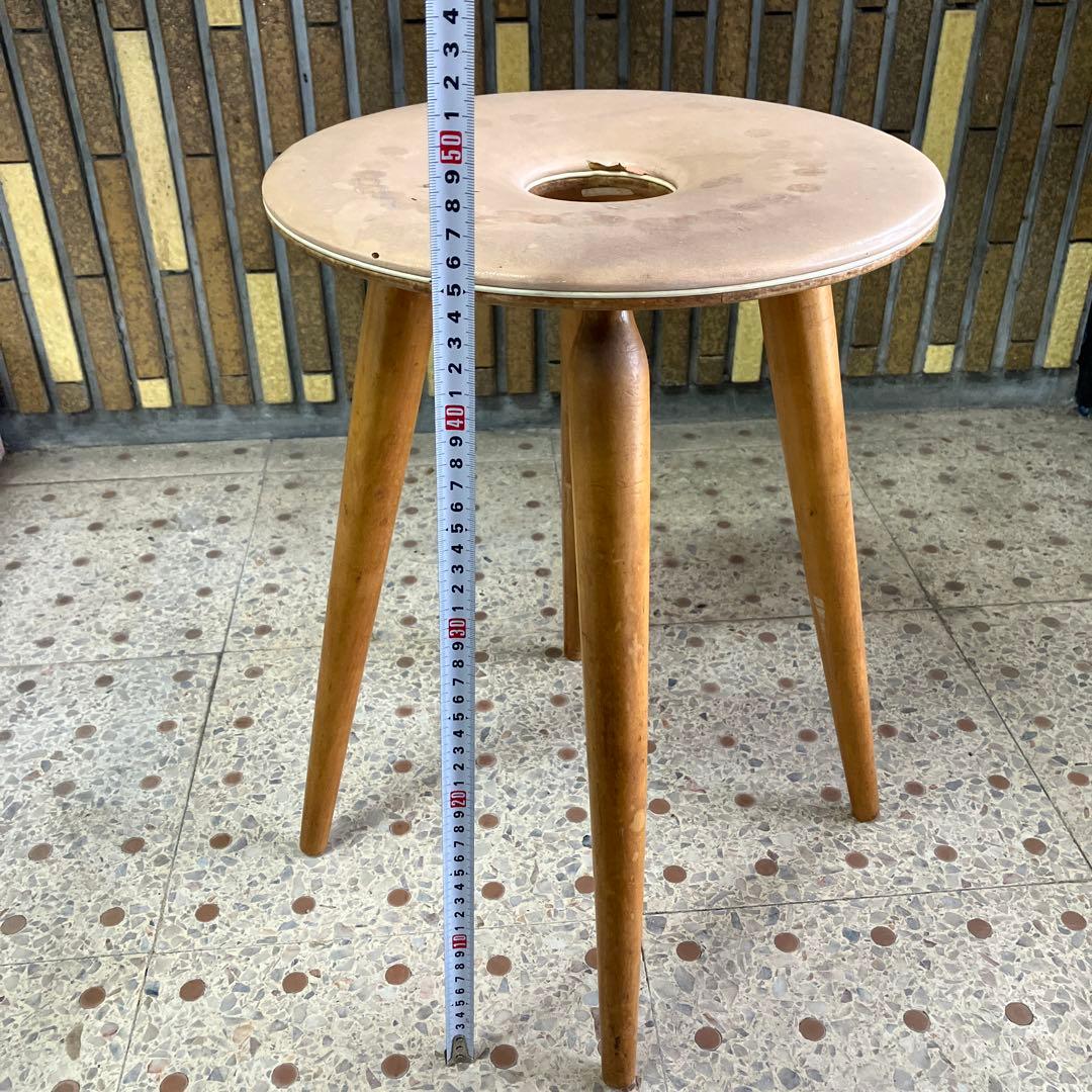 A2 昭和レトロ 天童木工 リングスツール 丸スツール 4本脚 木製椅子 古家具