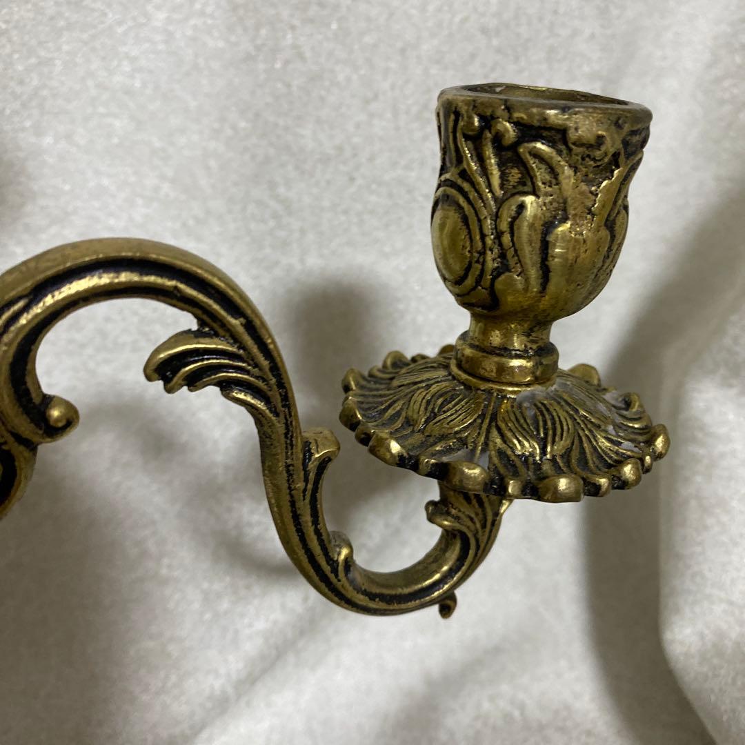 フランスアンティーク真鍮製キャンドルスタンド燭台３灯