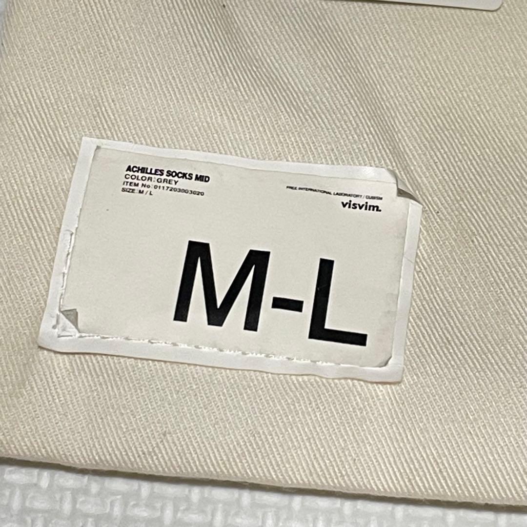 新品 Visvim Achilles Socks Mid Grey M-L 2足