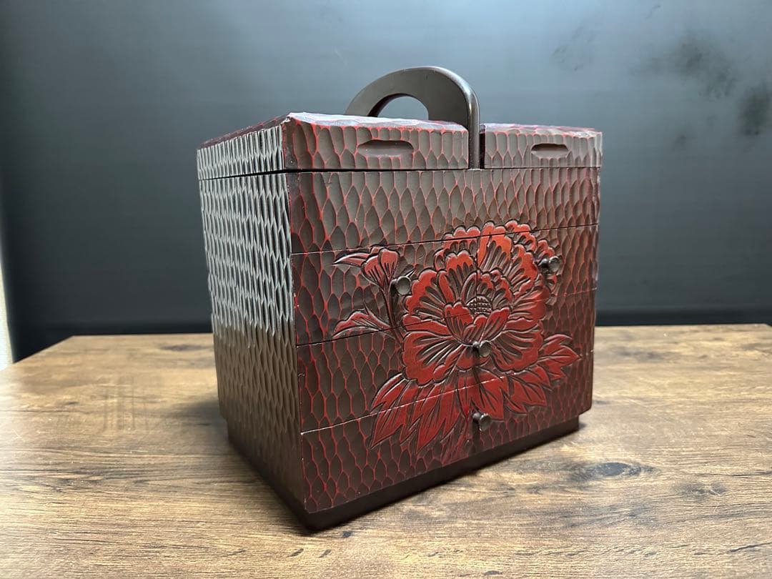 鎌倉彫　裁縫箱　ソーイングボックス