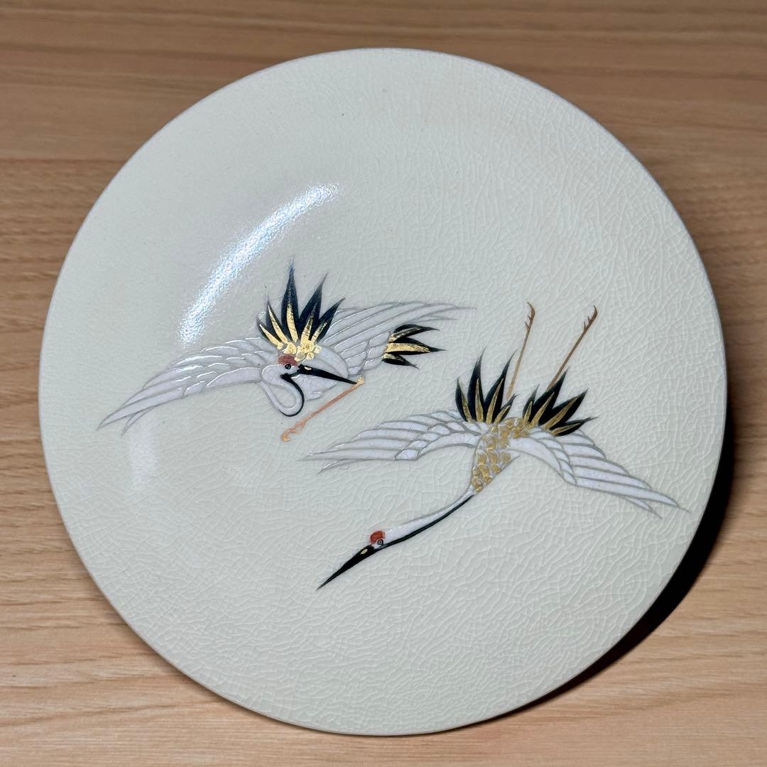 即中斎好 仁清写 平安 桃山窯 手塚大示 岳陵 松鶴絵 曲形 水指 茶道具 水差