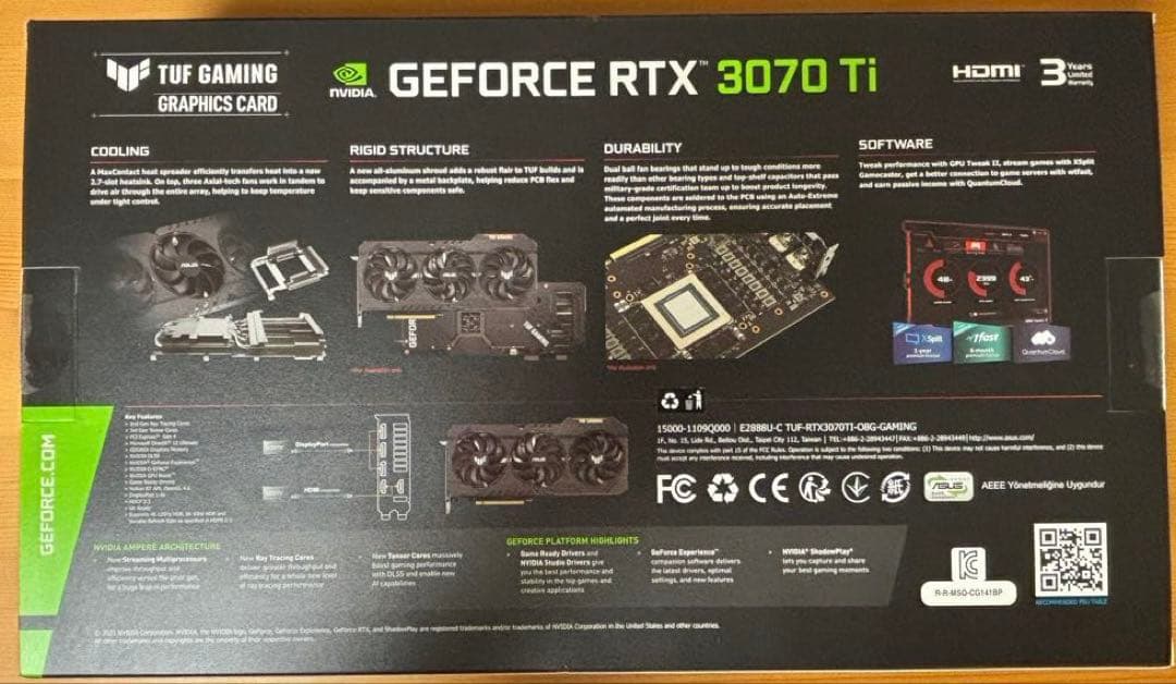 グラフィックボード・グラボ・ビデオカード ASUS TUF GAMING RTX3070ti OC 8GB