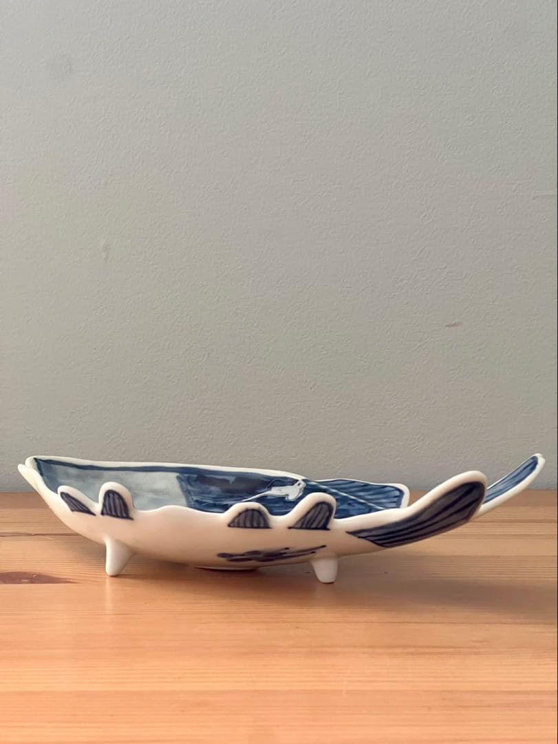 深川製磁 魚彫刻　取皿揃　三つ足 足付皿　5枚　魚型向付　　深川製