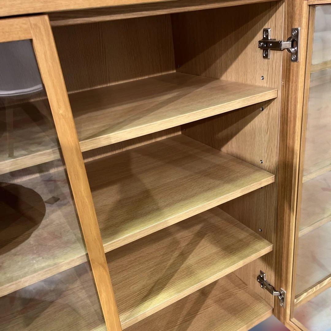 【無印良品】ガラスキャビネット◆３枚扉◇オーク材◆廃盤品