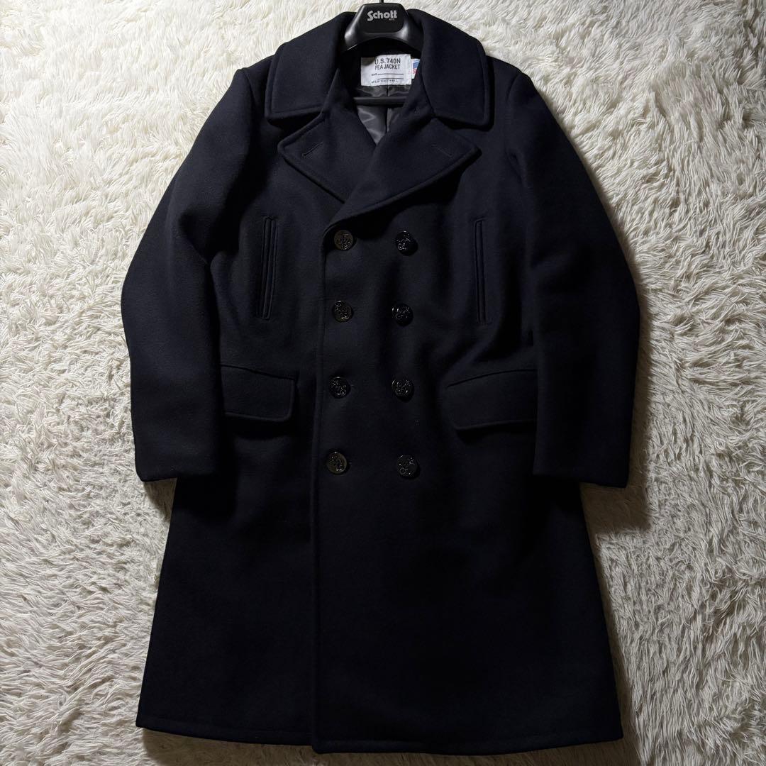 極美品■Schott 714US LONG MELTON PEA COAT L