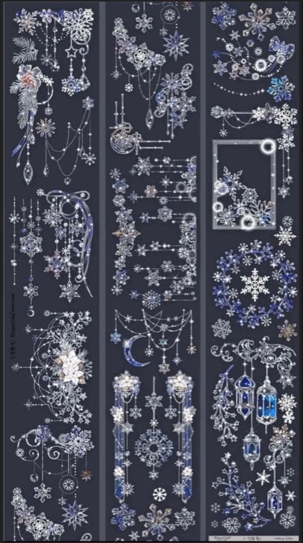 贝壳光 6.5cm×10m 雪纷飞 海外マステ　海外マスキングテープ　雪の結晶