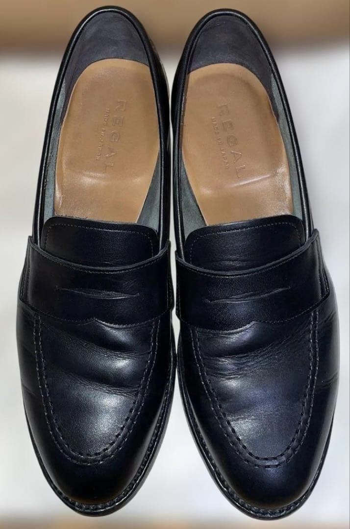 ブラック レザー ローファー REGAL 12GL 栃木レザー 25cm