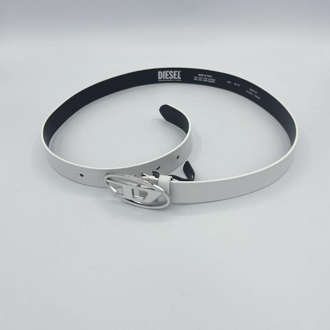 未使用 ディーゼル Dロゴバックル ベルト 80 本革　ホワイト　白