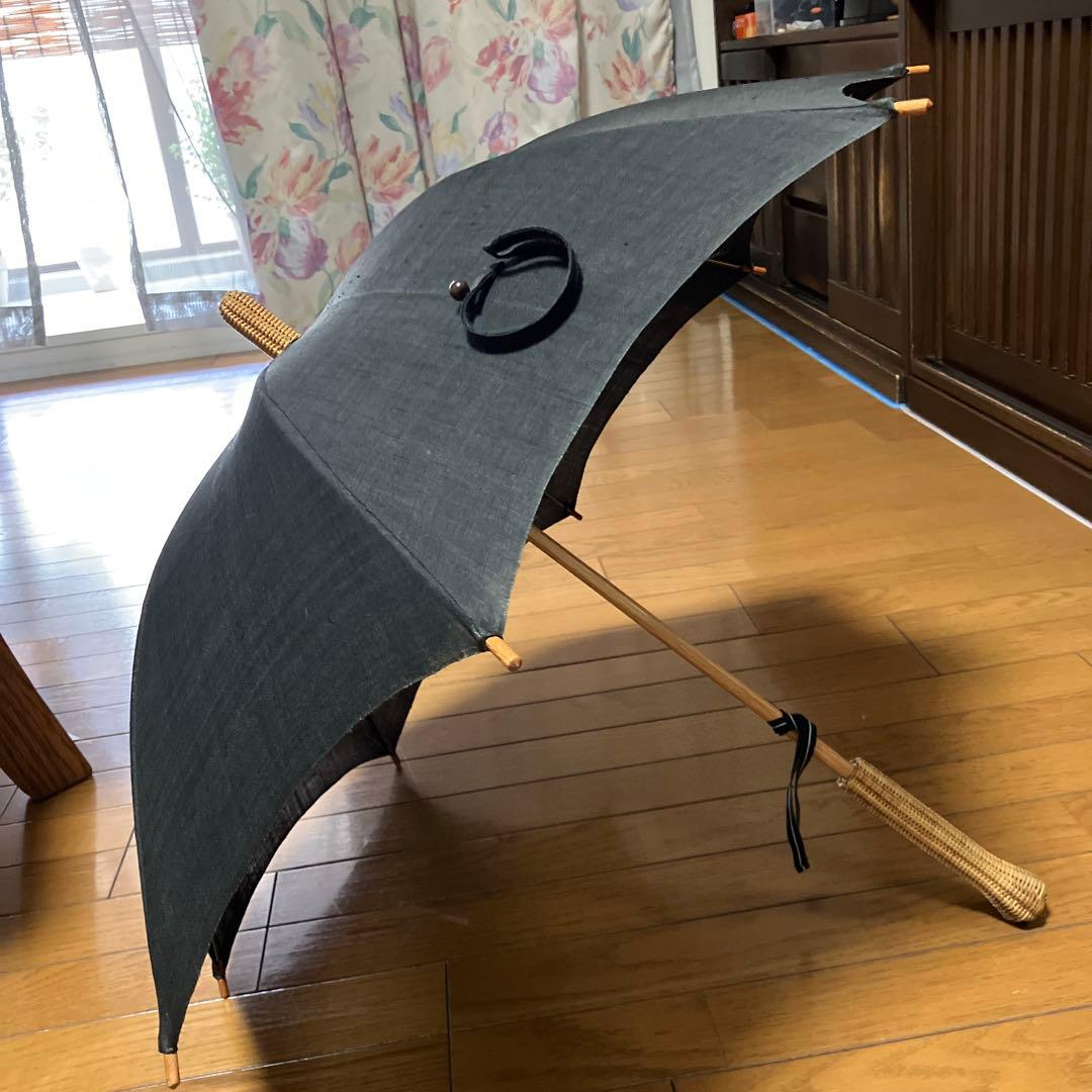 中川政七商店❤︎日傘【手織り麻・黒】