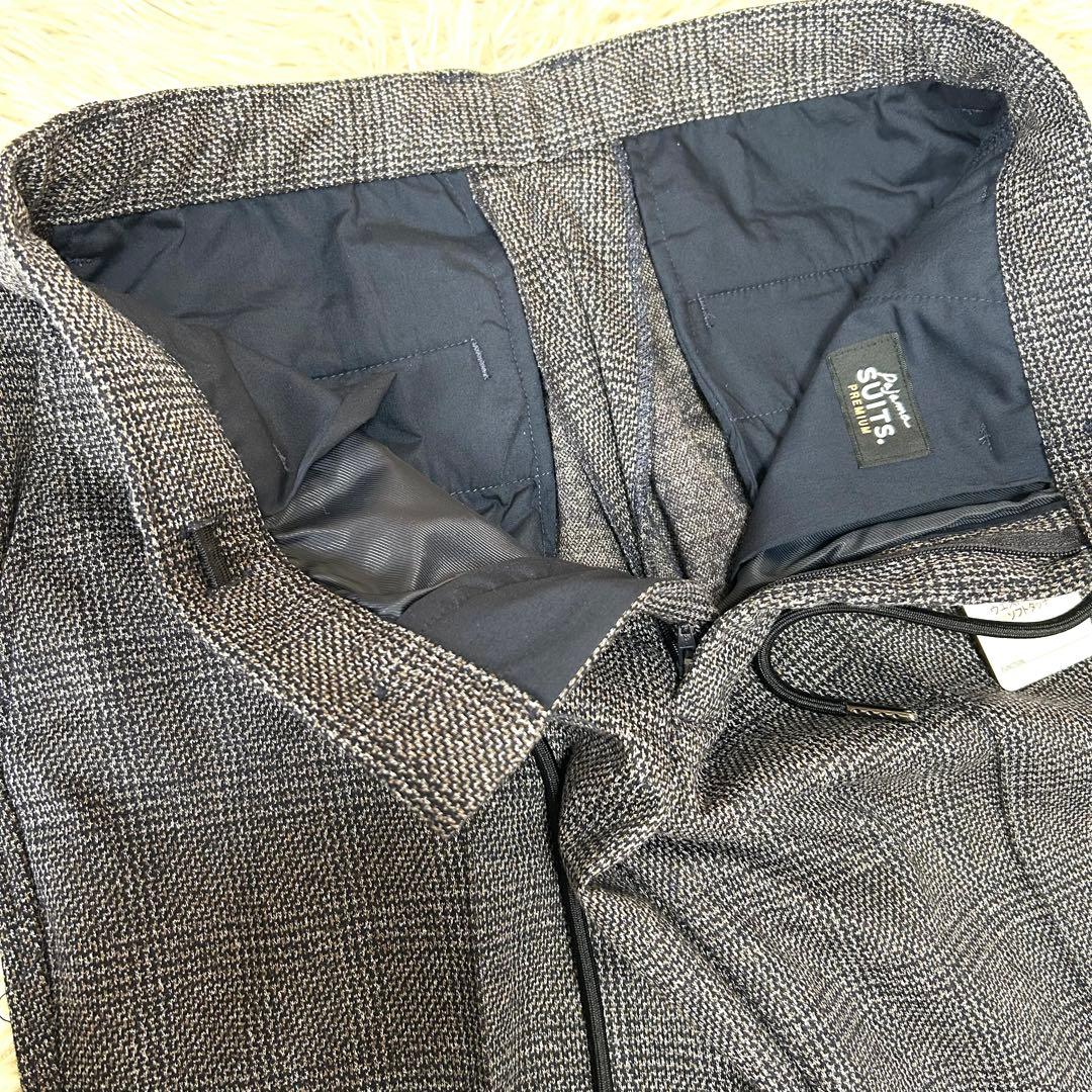 【未使用タグ付】金のパジャマスーツプレミアム ウールジャージ 紺グレンチェックL