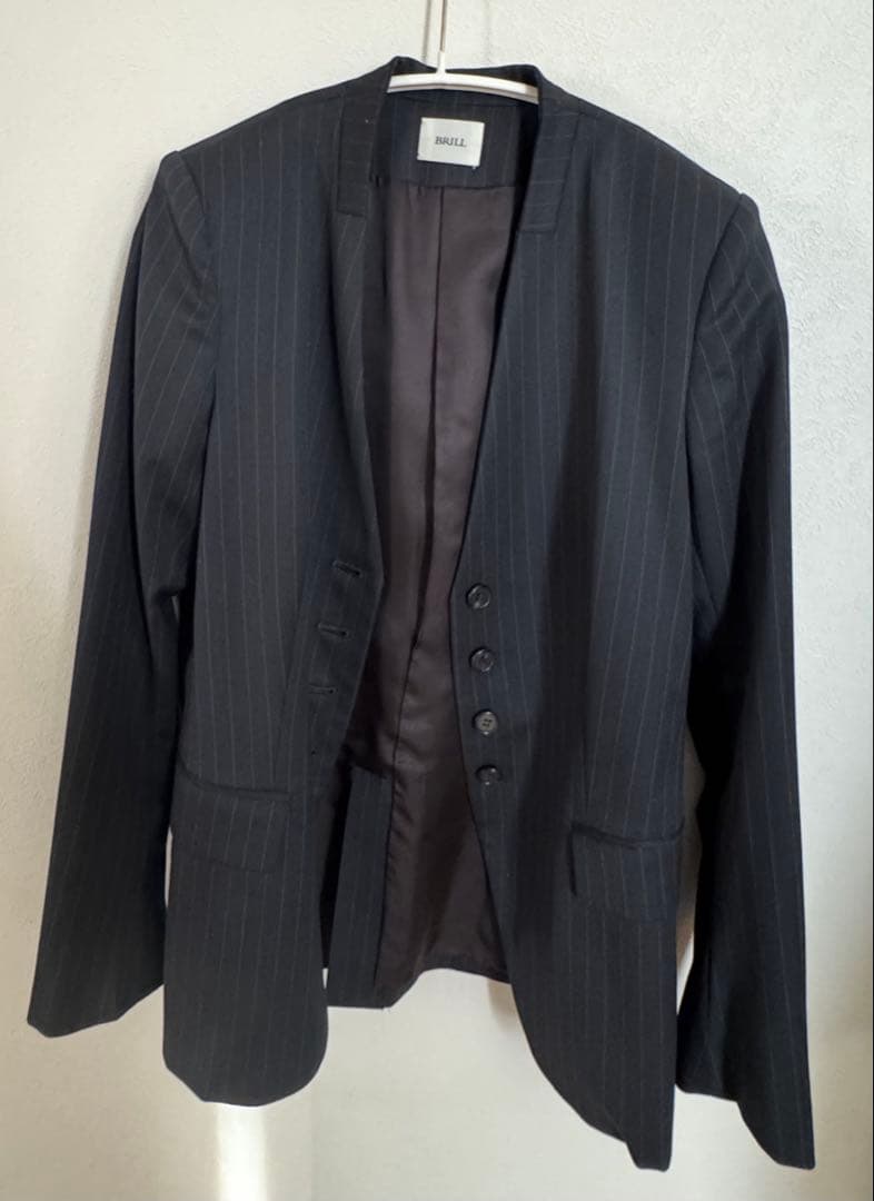 りなさま専用　BRILL ウールピンストライプジャケット　36 ネイビー