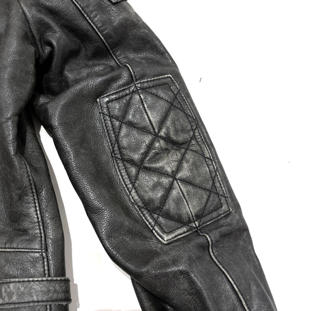 RALPH LAUREN ライダースジャケット ビンテージ加工 ブラック M 革