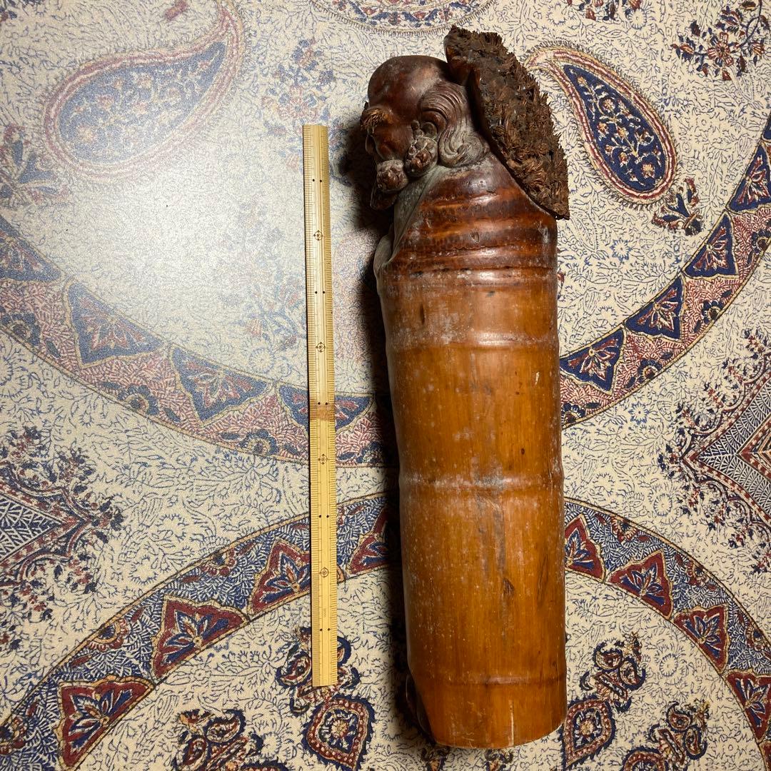 達磨　竹彫刻（H3）【kurokunn】