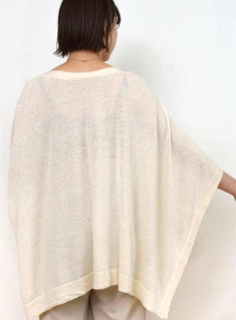 【新品】pristine リネンコットン 切替ポンチョ オーガニックコットン