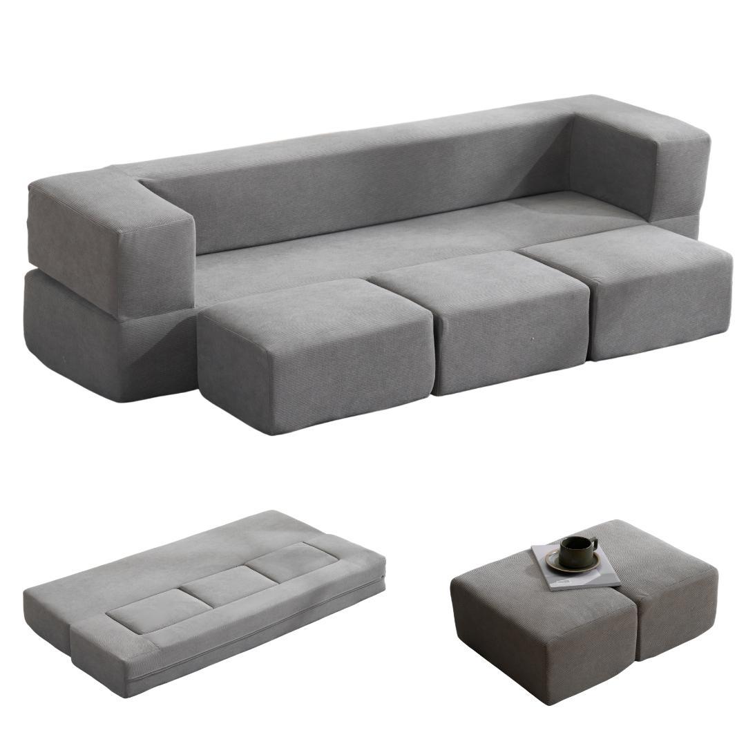 ソファベッド 最大5人掛け 5P 組立て不要 フロアソファ