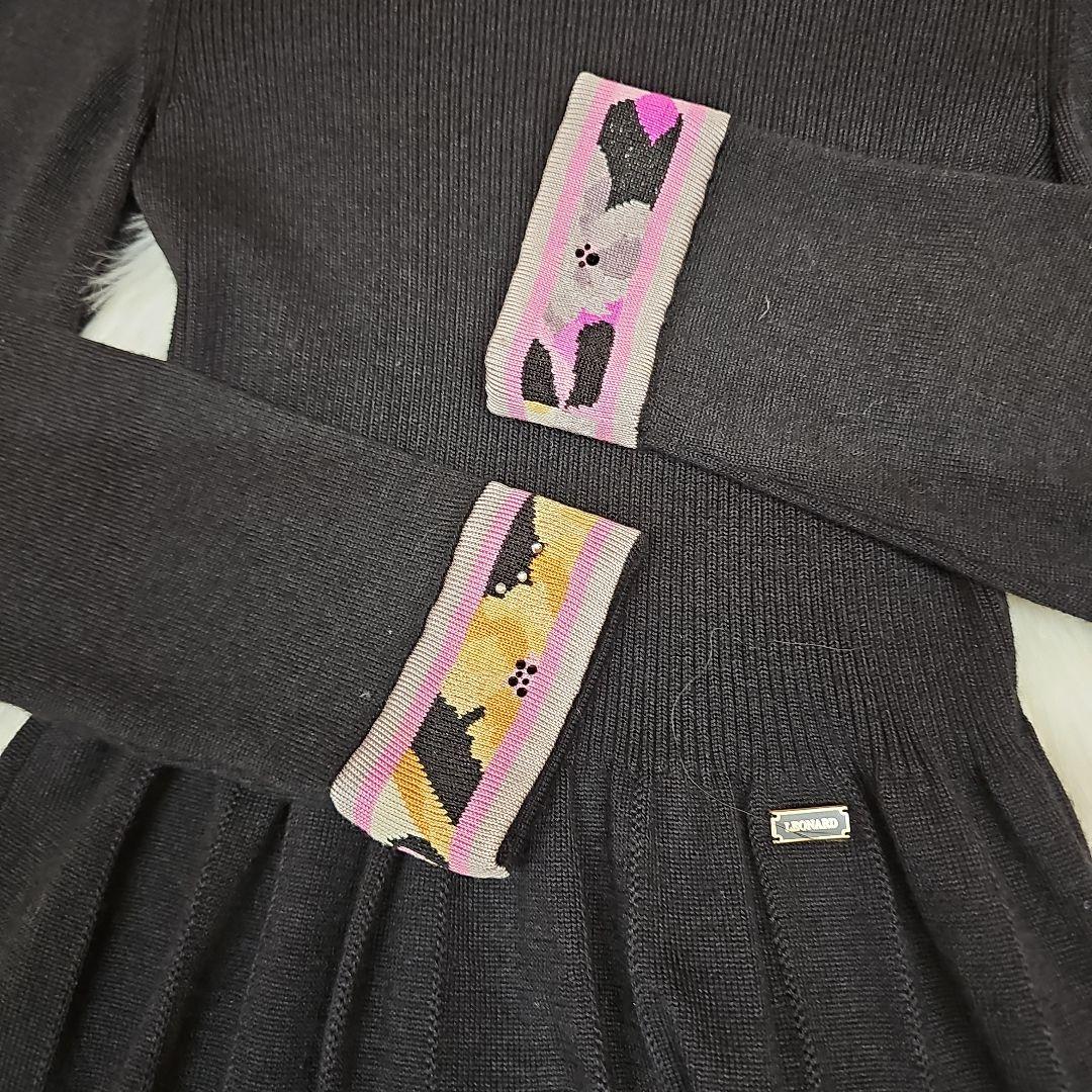 美品　LEONARD＊カミシヤ、シルク混 の上質な膝丈ワンピース