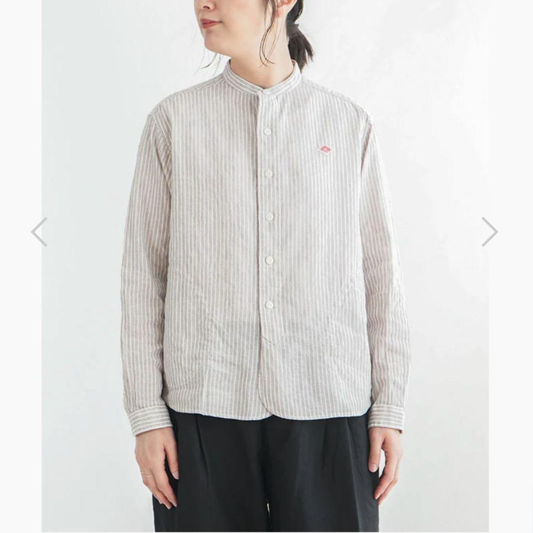 【新品タグ付き】DANTON ストライプバンドカラーシャツ シャツ