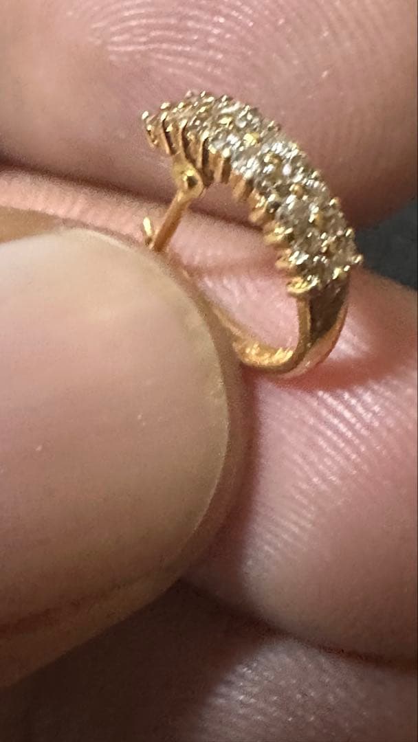 K18 ジュエリー 0.15ct ダイヤモンド フープピアス ゴールド片耳