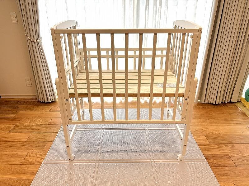 【値下げ！】YAMATOYA Ｗオープンハイタイプ ミニベビーベッド ホワイト