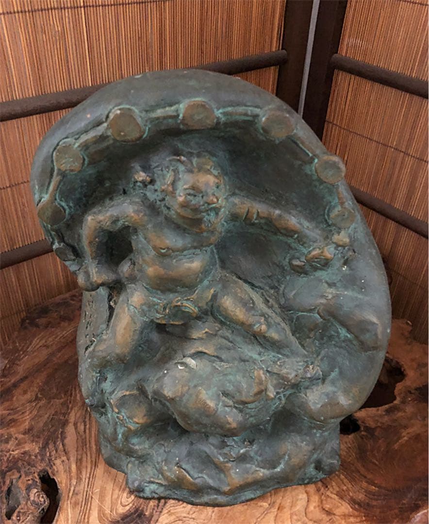 希少 時代 雷神像 仏像 銅製 ブロンズ 北村西望 文化勲章受賞 日本芸術会員