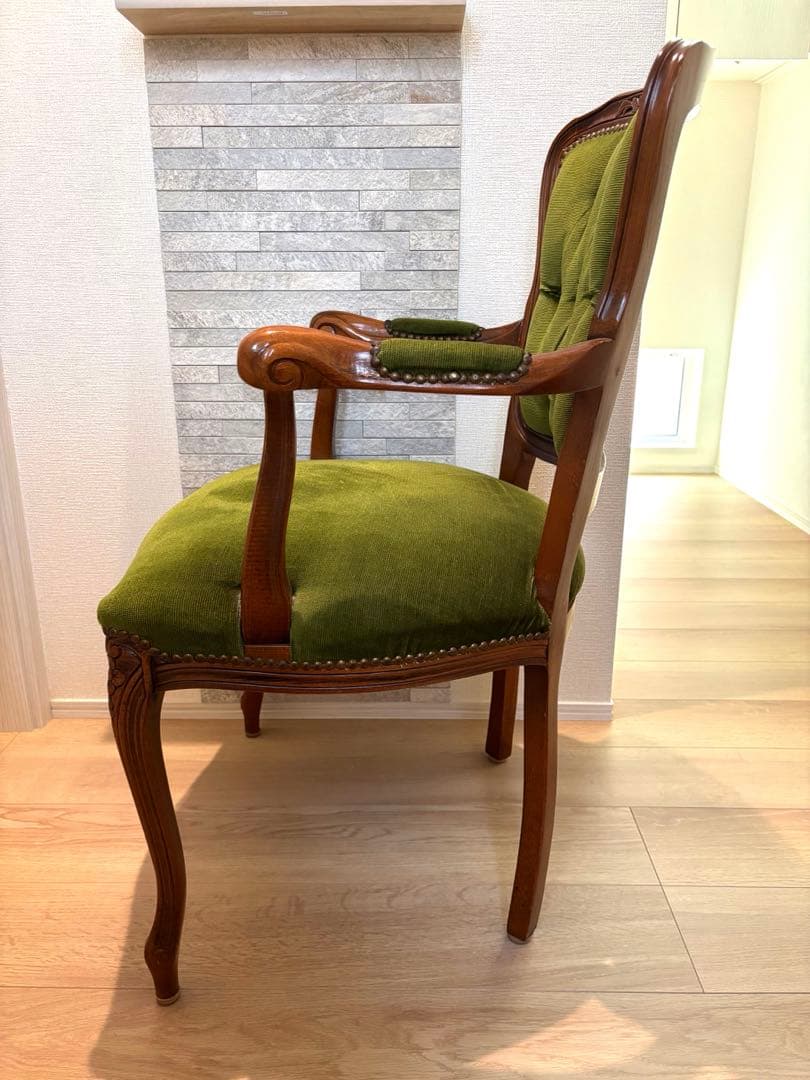 イギリスアンティーク風 猫脚 肘掛け チェア コーデュロイ