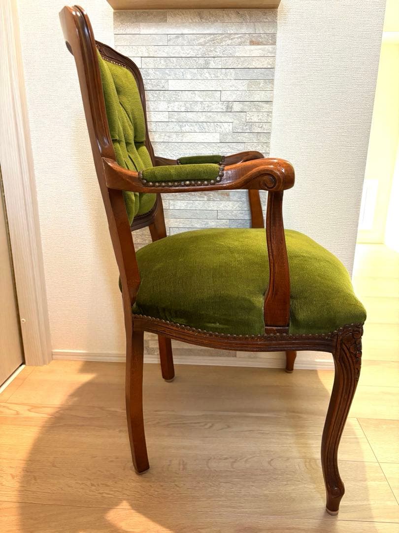 イギリスアンティーク風 猫脚 肘掛け チェア コーデュロイ