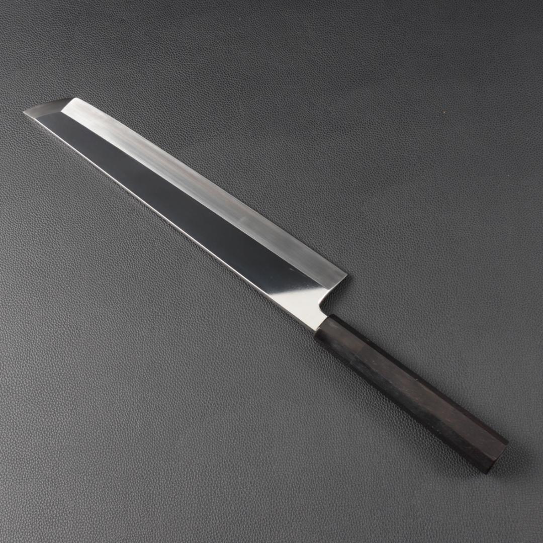 11055 鱧切り 骨切り包丁 尺一 鏡面仕上げ 刺身包丁 黒檀黒水牛角八角柄