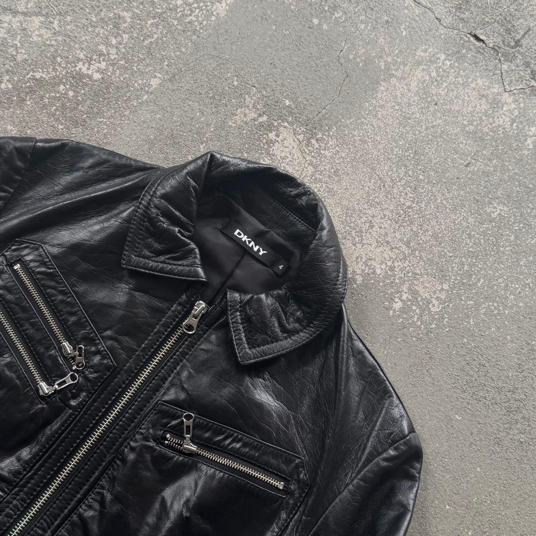 DKNY マルチポケットゴートレザージャケット　leather jacket