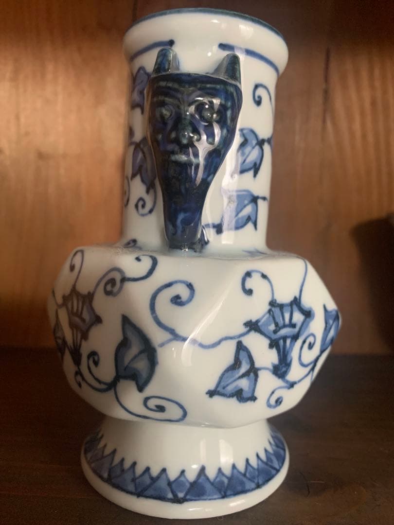 未使用　瀬戸焼　椿窯　花瓶　作品名「故宮の春」