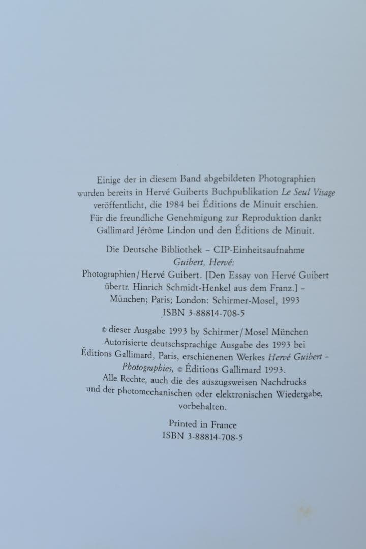【Photographien：Herve Guibert】エルヴェ・ギベール