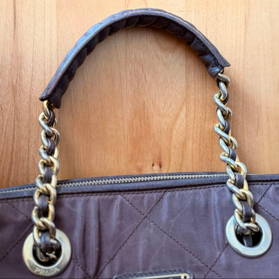 PRADA ブラウン チェーンショルダーバッグ