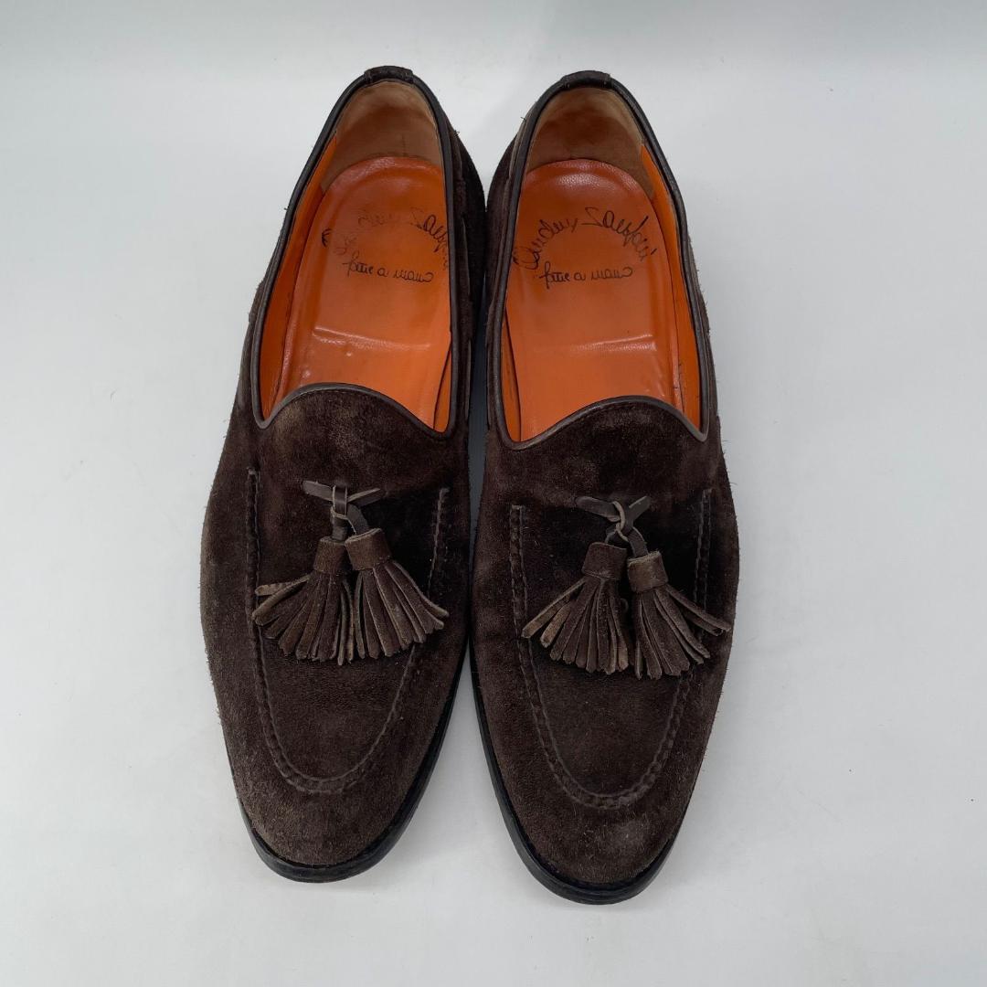 16072✨良品✨サントーニ スエード タッセルローファー 6 1/2 ブラウン