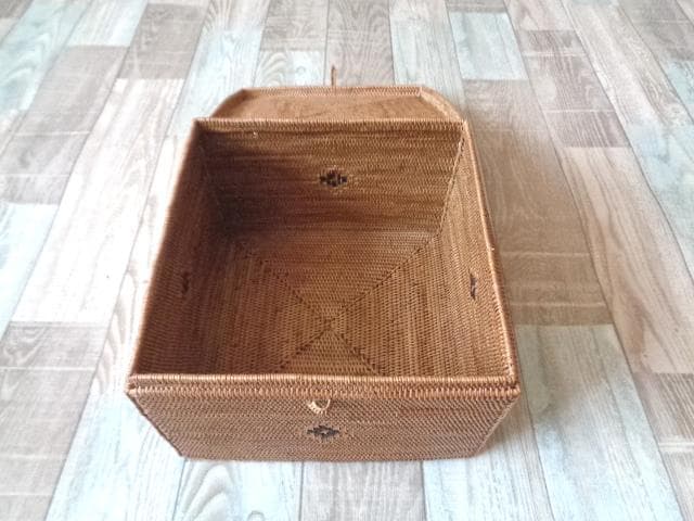 四角ボックス●フタ付●柄入●アタ●バリ島●1027.2●大きめタイプ