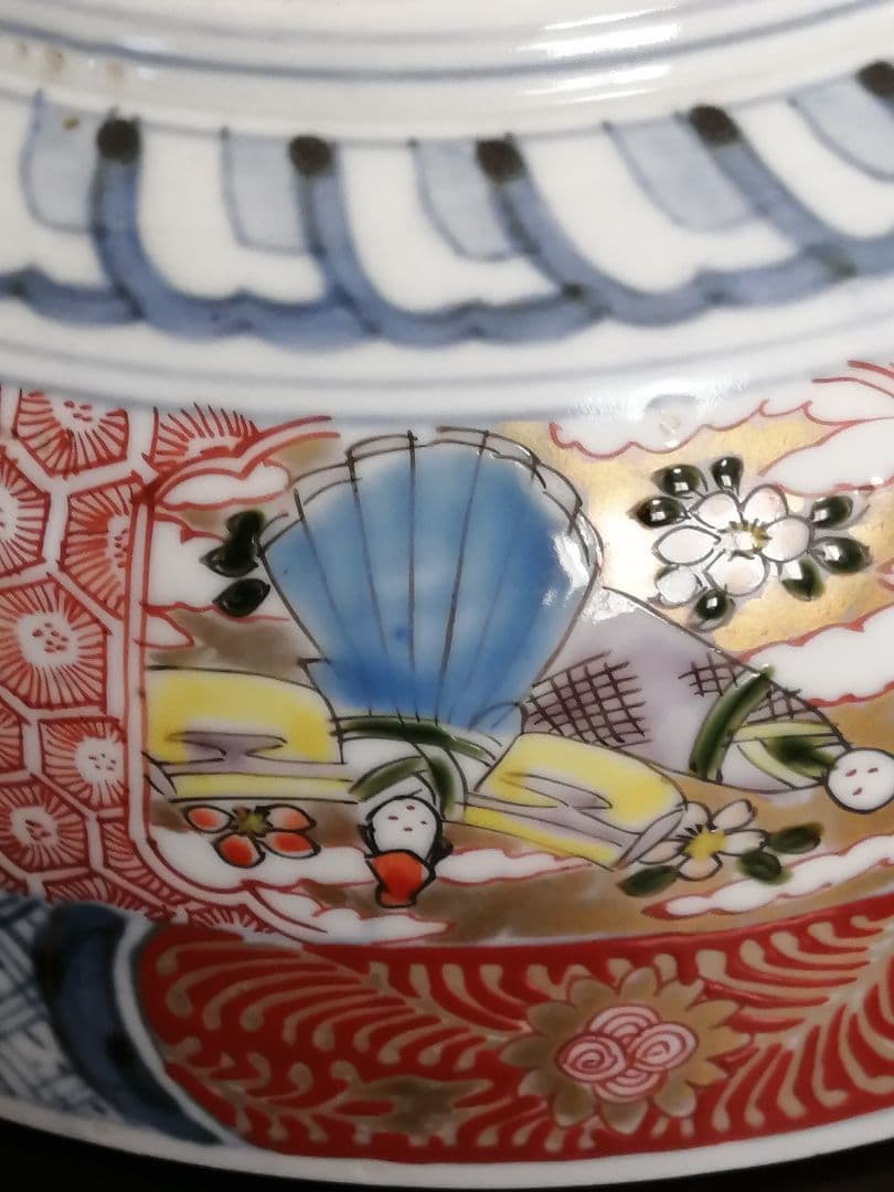 ㉗古伊万里　色絵鉢　二重高台　麒麟　鉢