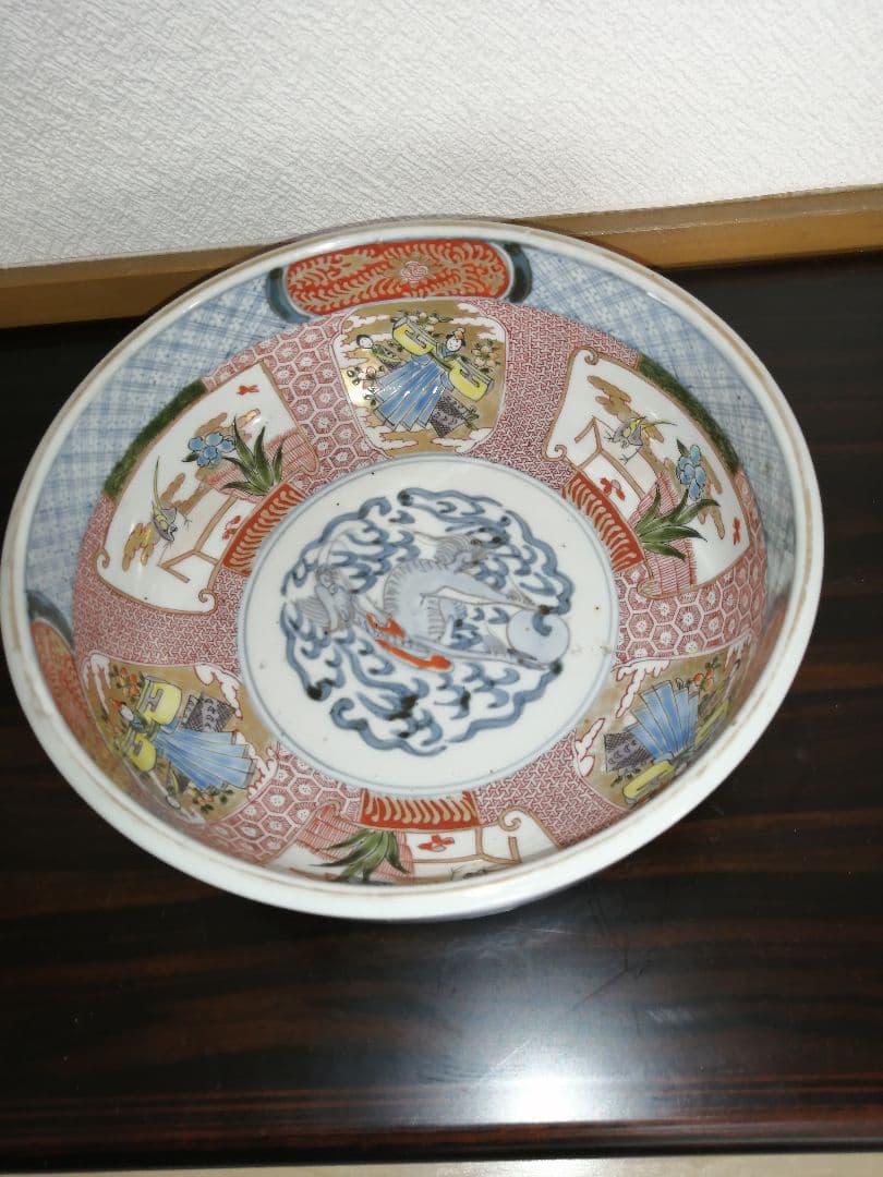 ㉗古伊万里　色絵鉢　二重高台　麒麟　鉢
