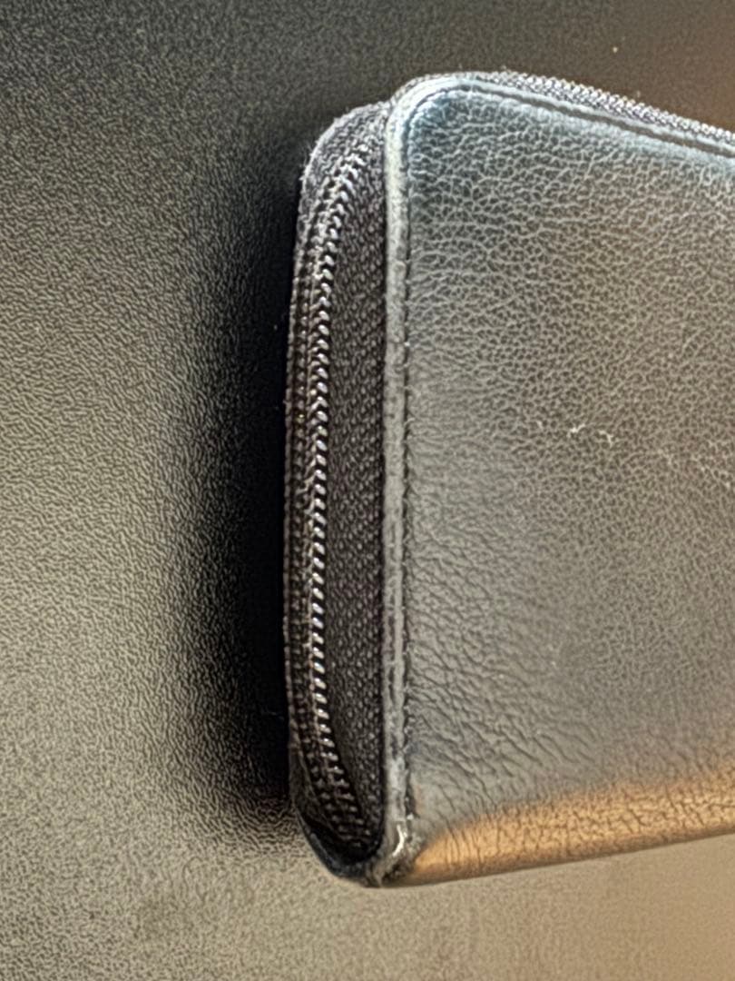 makotoシャネル カメリア ラウンドファスナー 長財布 ブラック