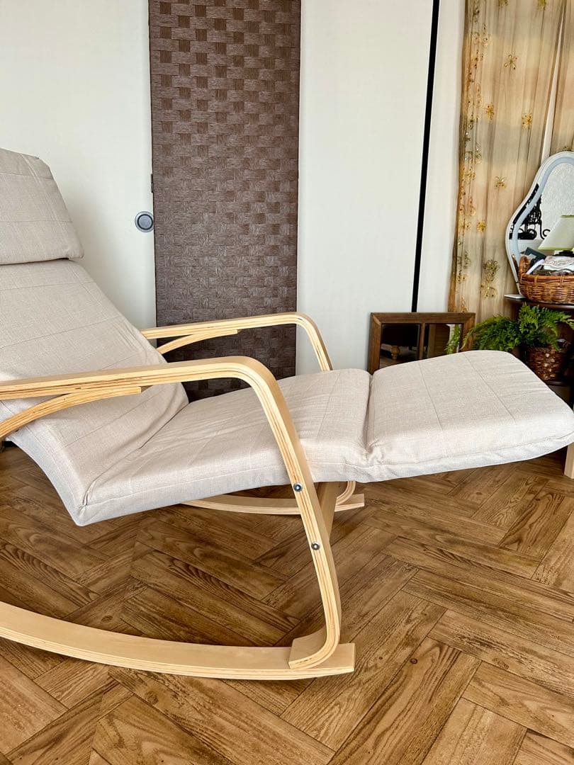 【新品未開封】ロッキングチェア フットレスト5段階調整　木製フレーム