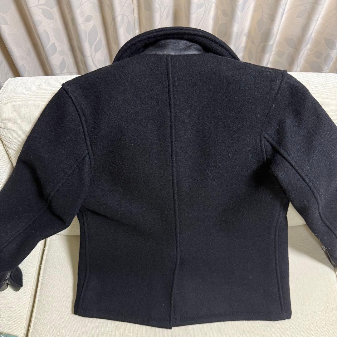 美品　Schott ブラック ウールコート　やぎ革　ウール　s ブラック