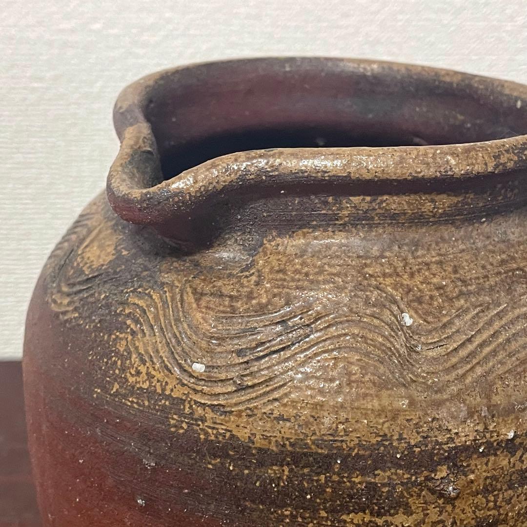 古備前 雀口 鳶口 壺 窯印 櫛目波状文 小壷 蹲 花器 花入