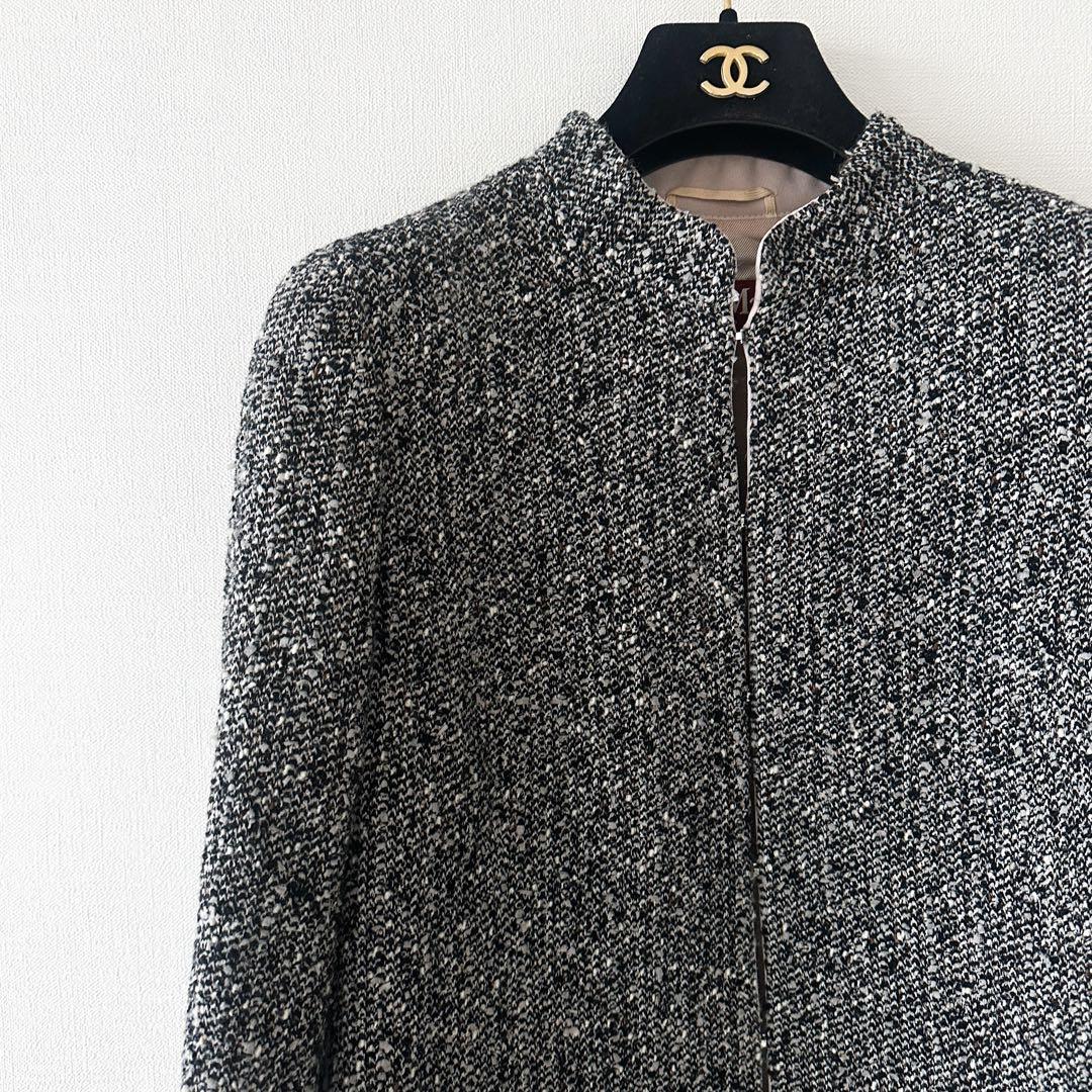 MaxMara studio マックスマーラ /ツイード ノーカラー ジャケット