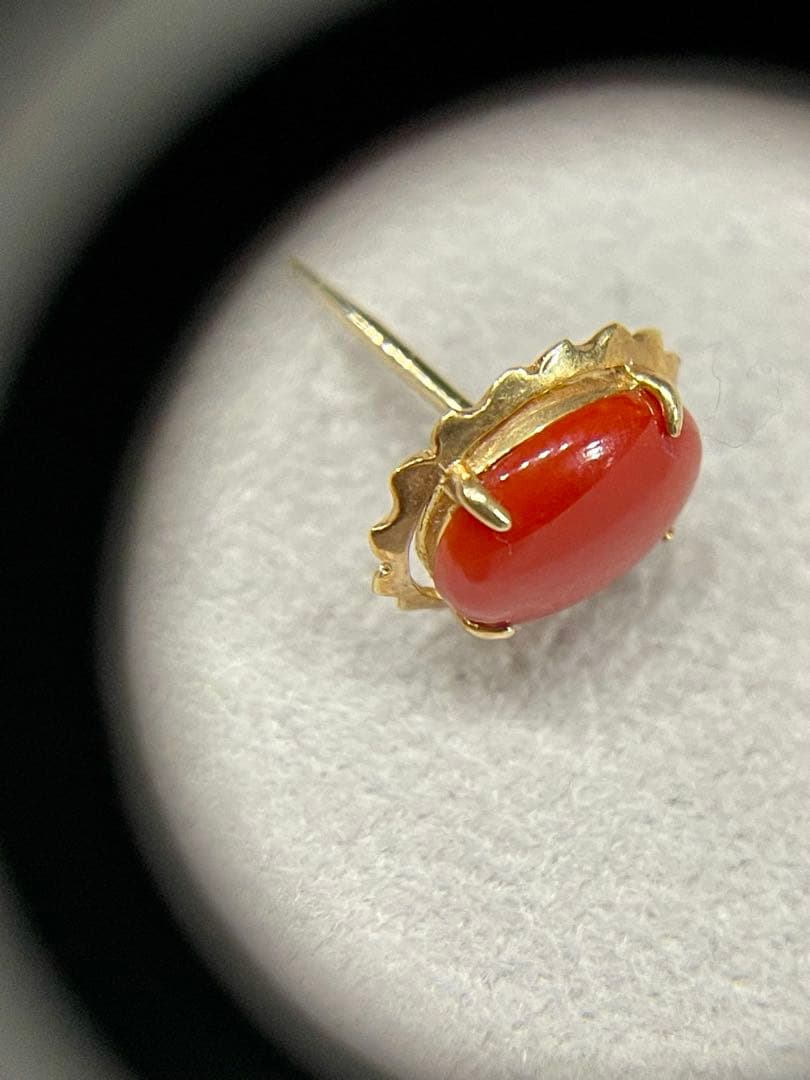 K14 ゴールド 地中海珊瑚 コーラル 14金 ピンブローチ CORAL