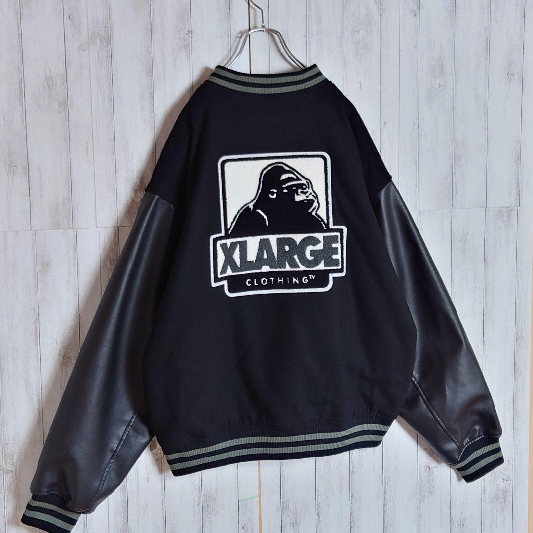 【即完売モデル】エクストララージ☆袖切り替えパイルロゴ中綿入りウールスタジャン