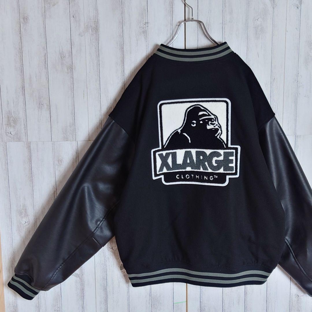 【即完売モデル】エクストララージ☆袖切り替えパイルロゴ中綿入りウールスタジャン