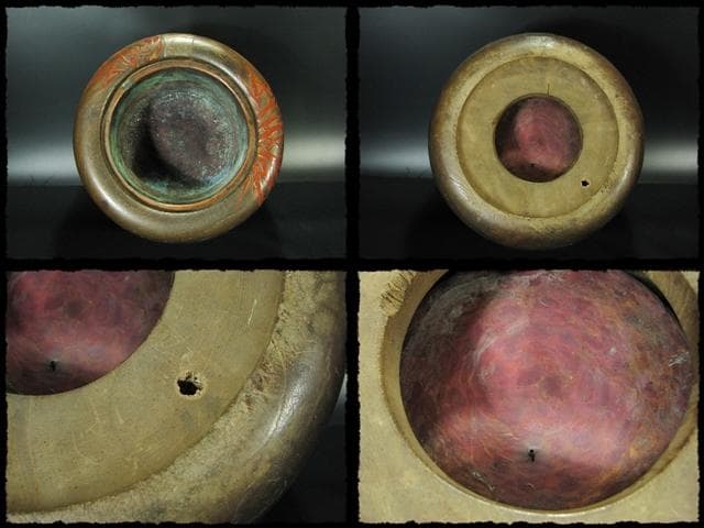 金蒔絵 桐丸 火鉢 一対 竹鳥文 スズメ 囲炉裏 茶道具 e59